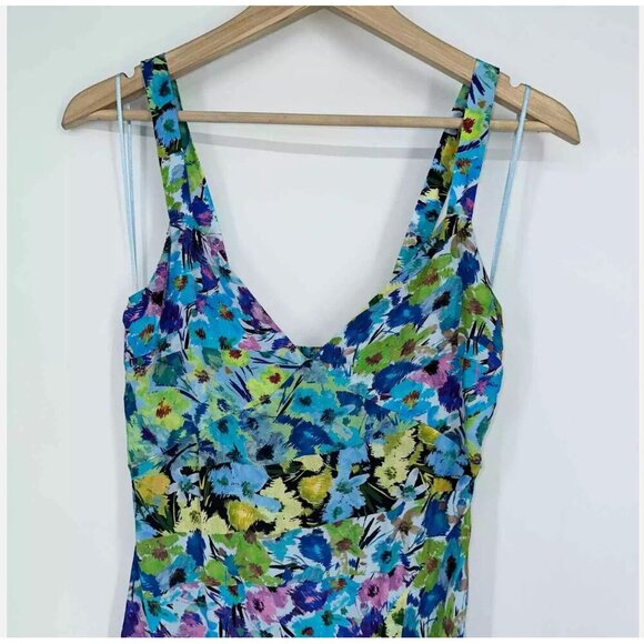 ZARA Floral Print V-Neck Midi Dress Sleeveless Flowy Size L NEW WITH TAG! - Picture 5 of 10